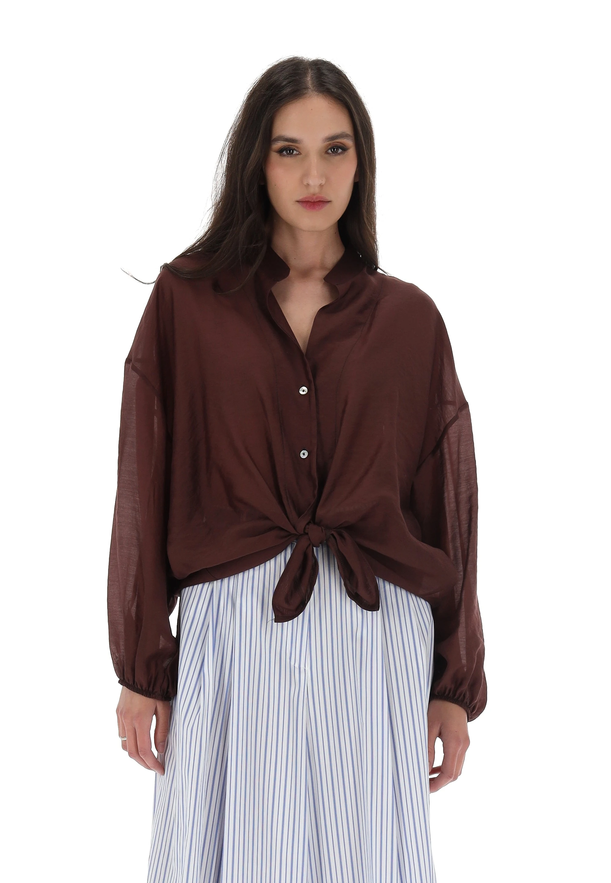 Camicetta velata èks donna con nodo sul fondo